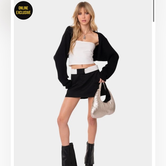 Edikted Black Shrug Shoulder Sweater - Picture 2 of 5